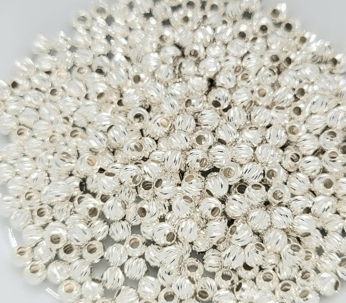 3 mm .925 Sterling Silver Multi Cut Spacer Bead