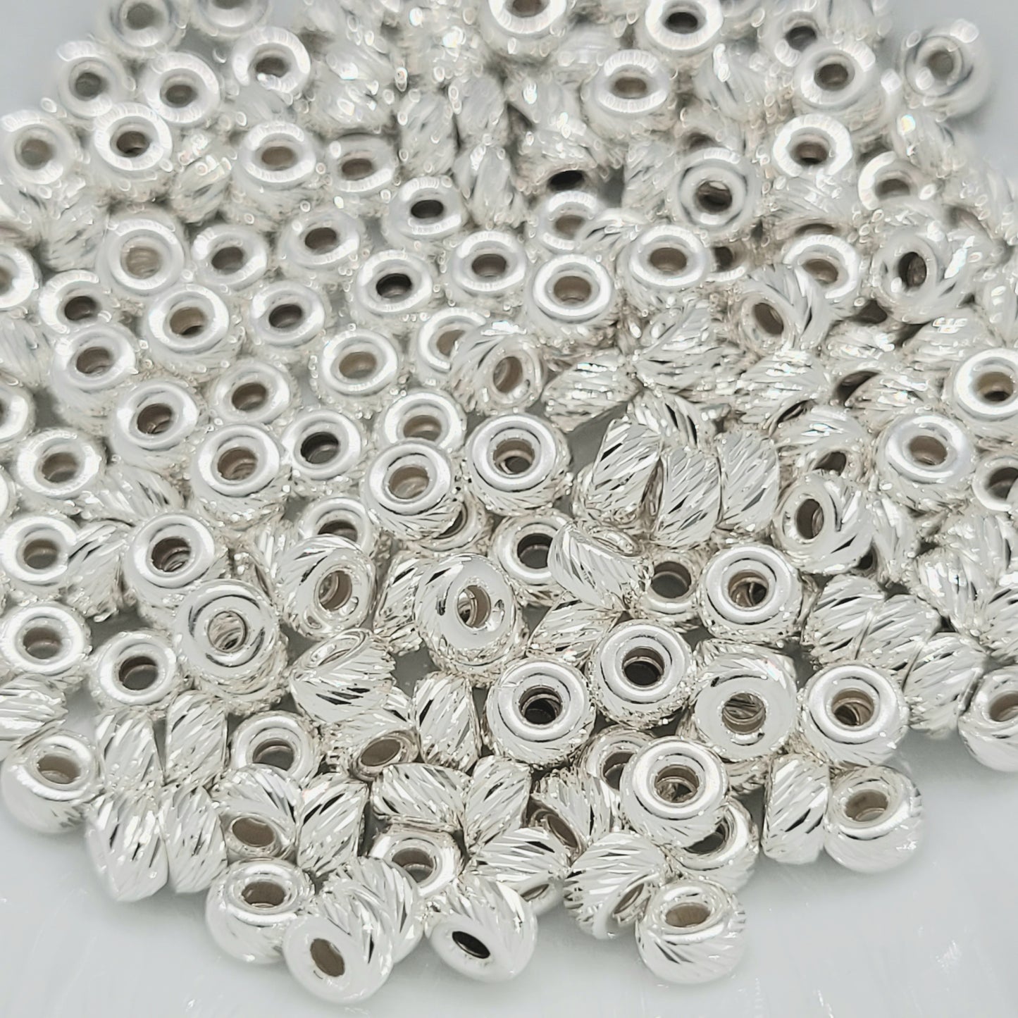 4.2 mm .925 Sterling Silver Multi Cut Rondelle Spacer Bead