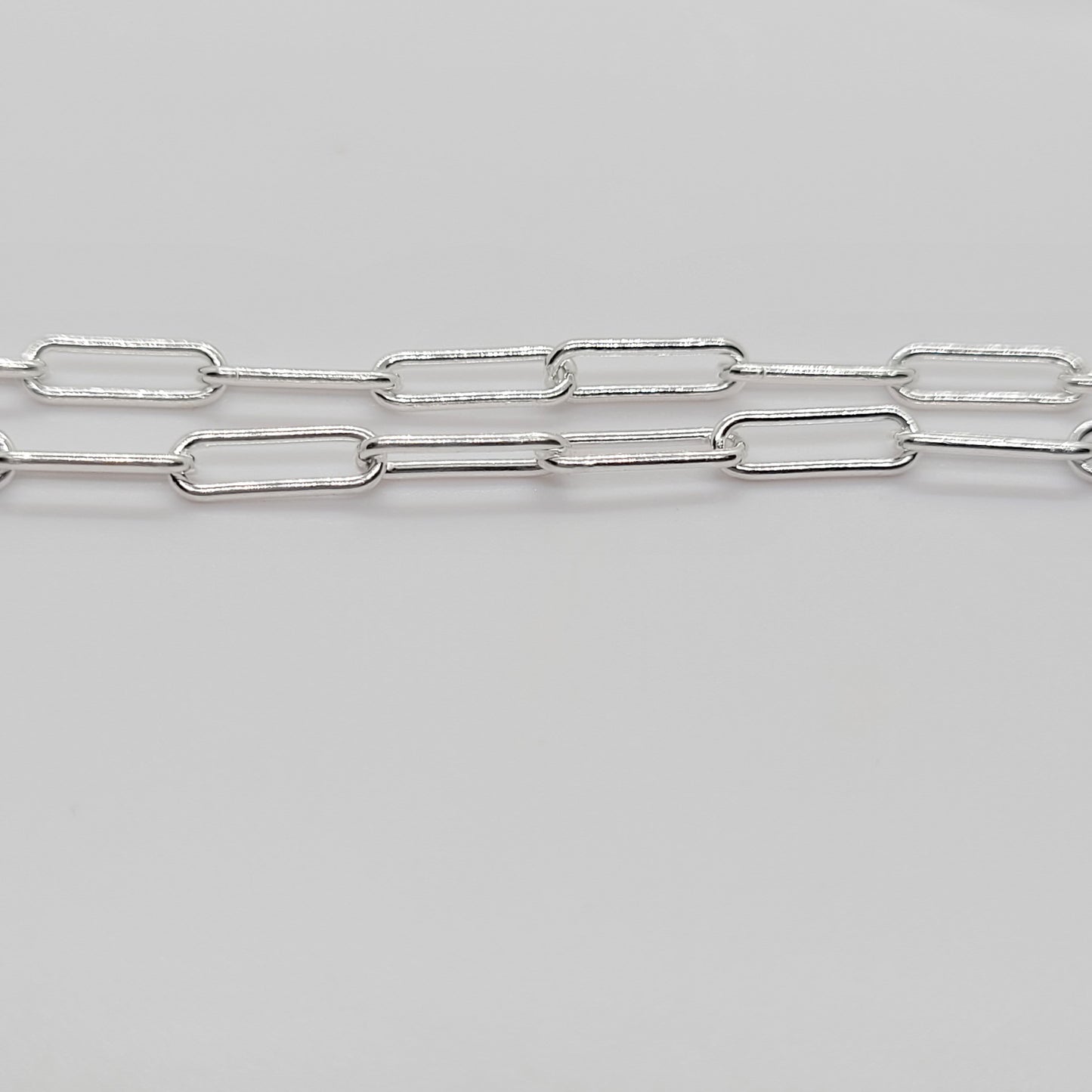 .925 Sterling Silver 9mmx3mm Round PAPERCLIP Chain / By the Inch