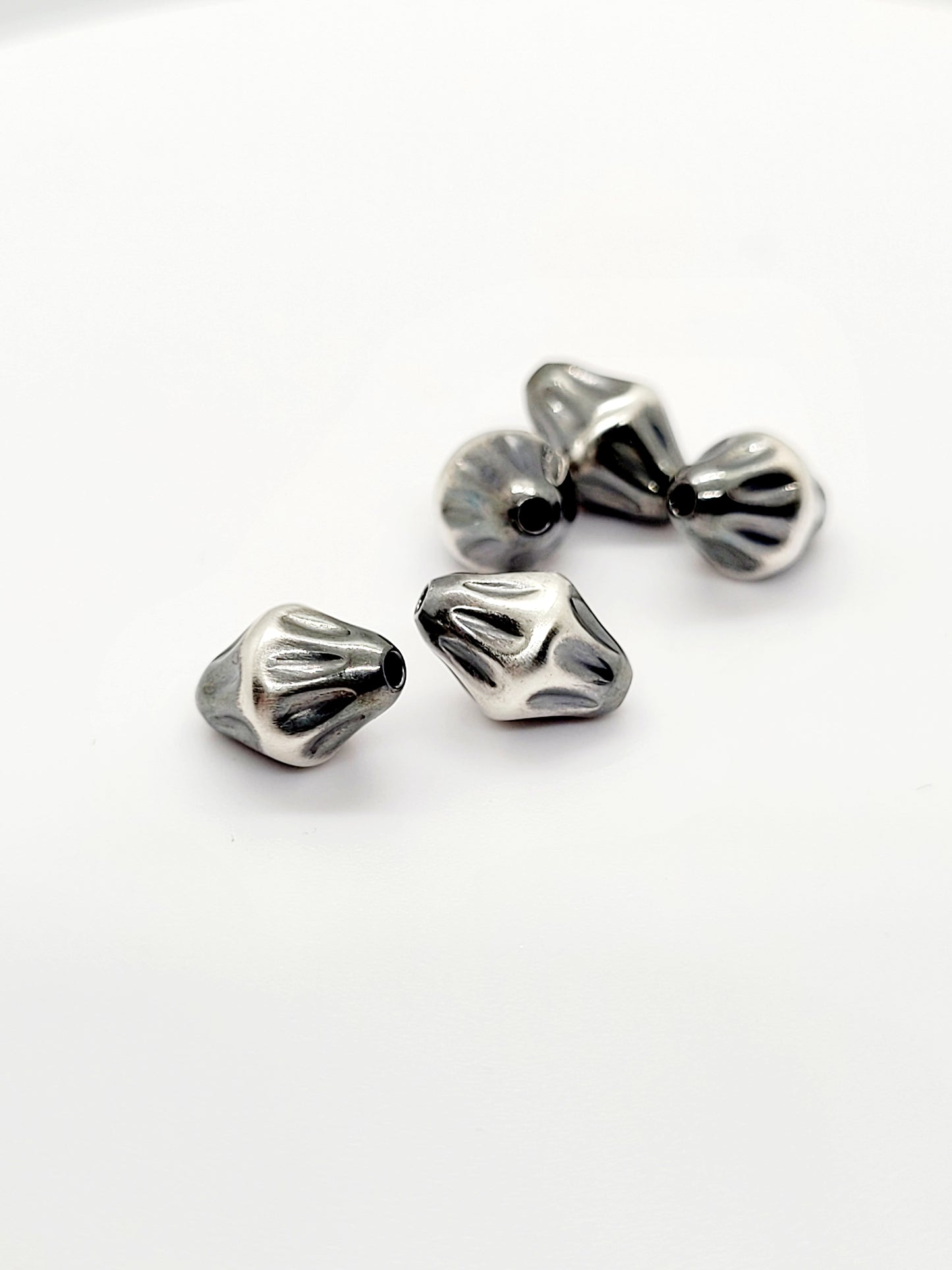 .925 Sterling Silver Navajo Pearl Bead Textured Oval