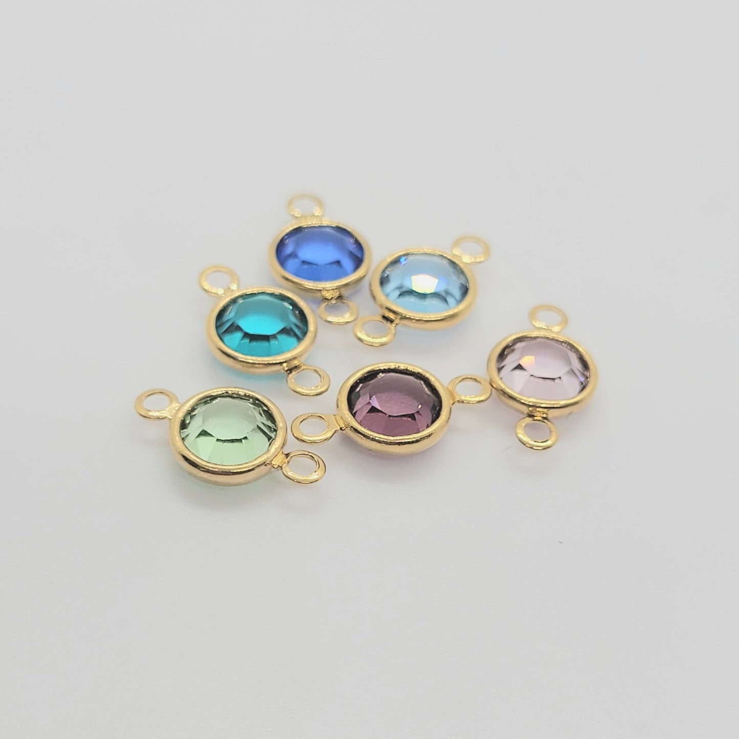 Gold Crystal Birthstone CONNECTOR Charm