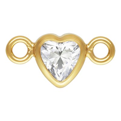 3 mm AAA Cubic Zirconia 14K Gold Filled Micro Heart Birthstone Connector - 12 Colors