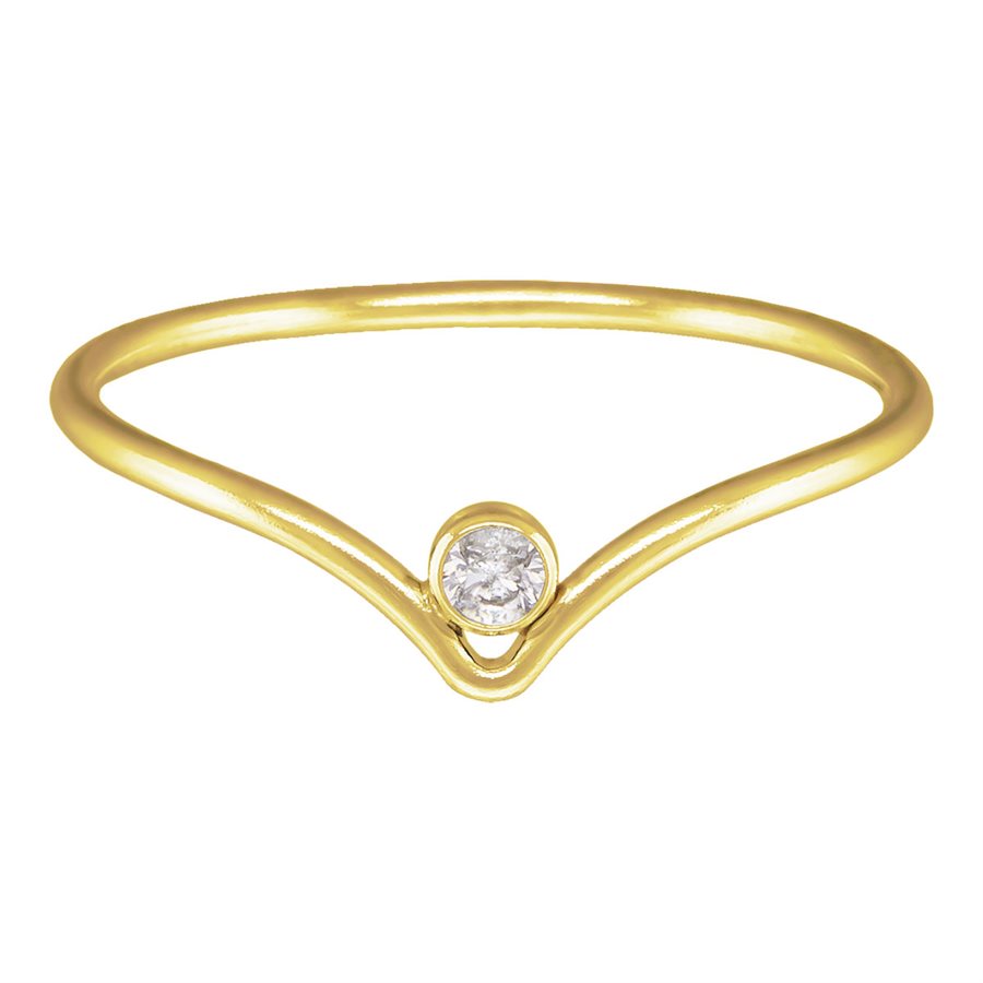 14K Gold Filled Chevron Ring with 2 mm Cubic Zirconia