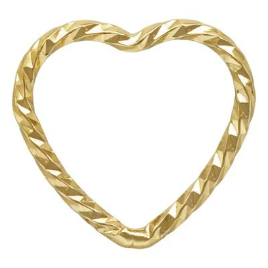 14K Gold Filled CLOSED Sparkle Heart Connector