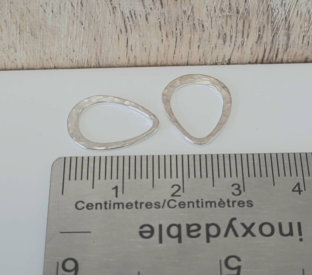 .925 Sterling Silver Hammered Teardrop Connector