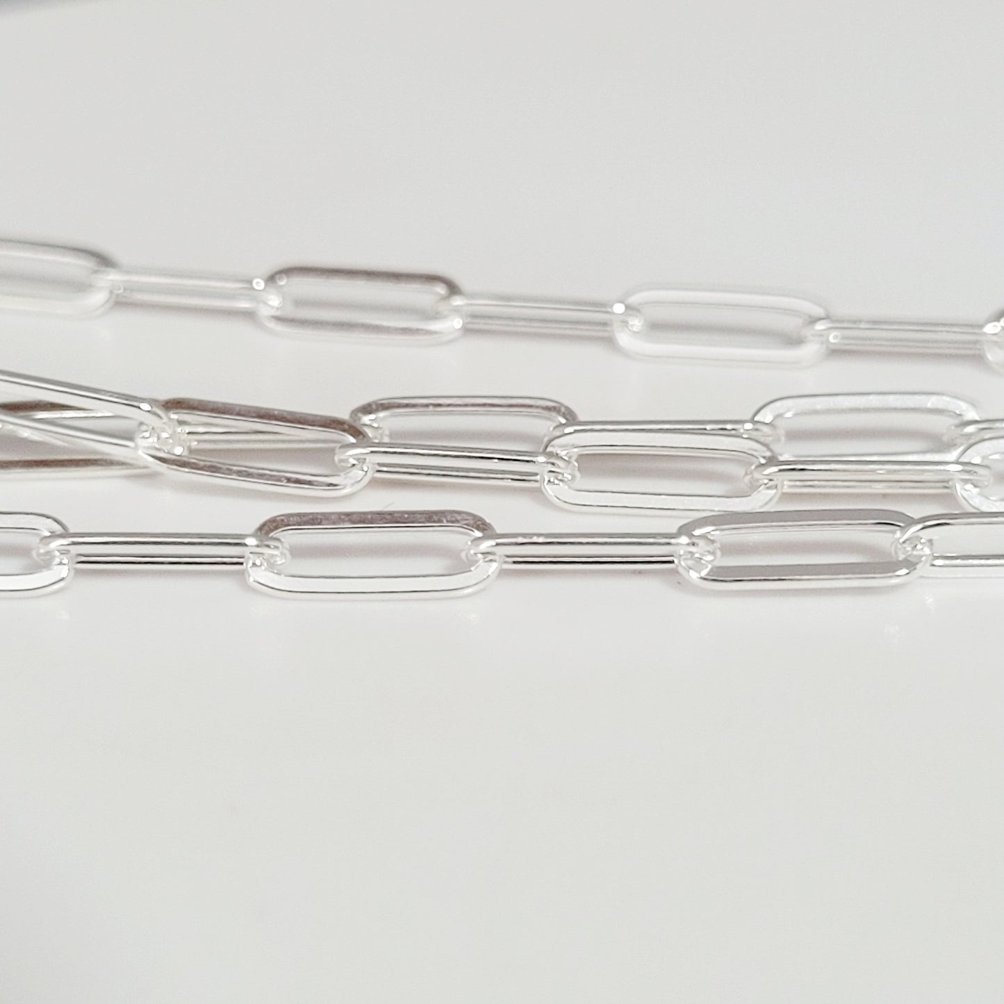 .925 Sterling Silver 9 x 3 x .8 mm FLAT PAPERCLIP Chain / By the Inch