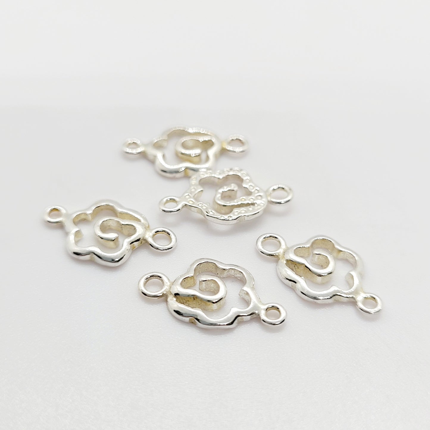 .925 Sterling Silver Flower Connector 13 mm x 7 mm