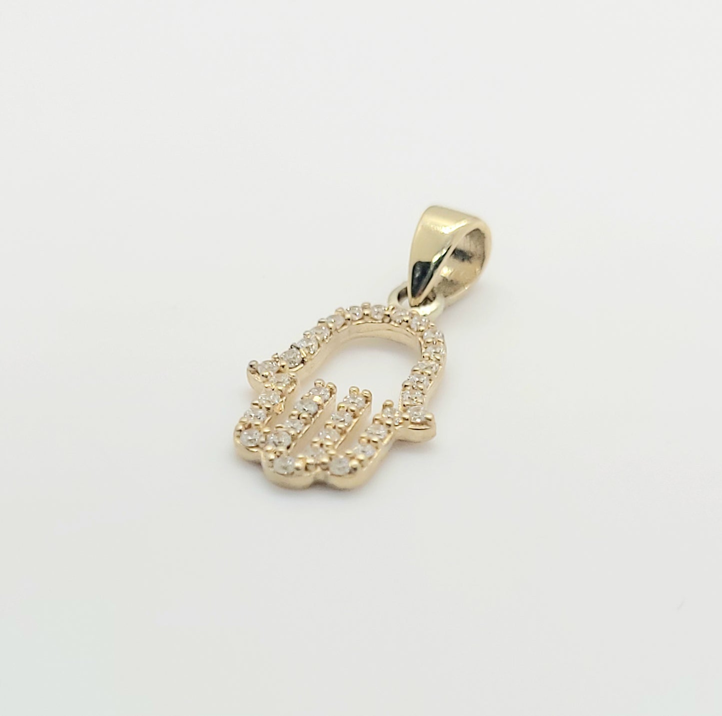 Solid 10K Gold Hand Pendant with Cubic Zirconia