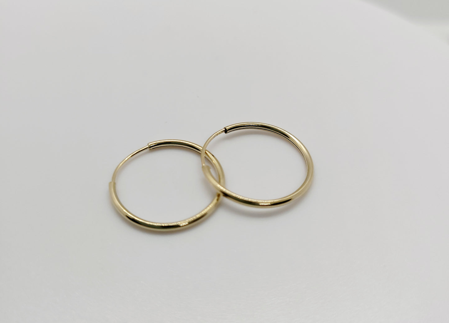 Solid 14K Gold 15 mm Endless Hoops