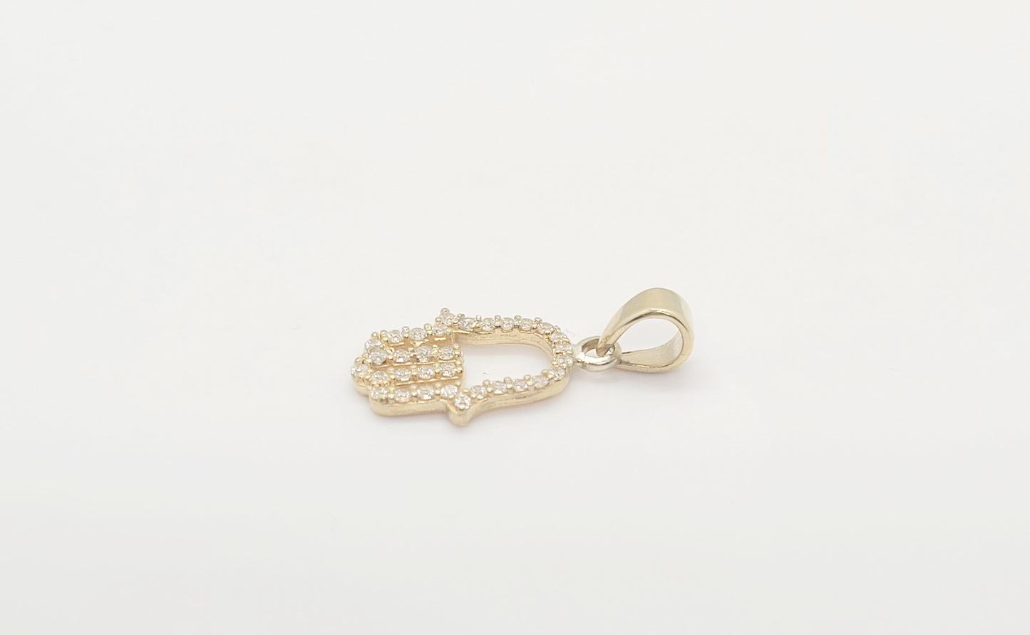 Solid 10K Gold Hand Pendant with Cubic Zirconia