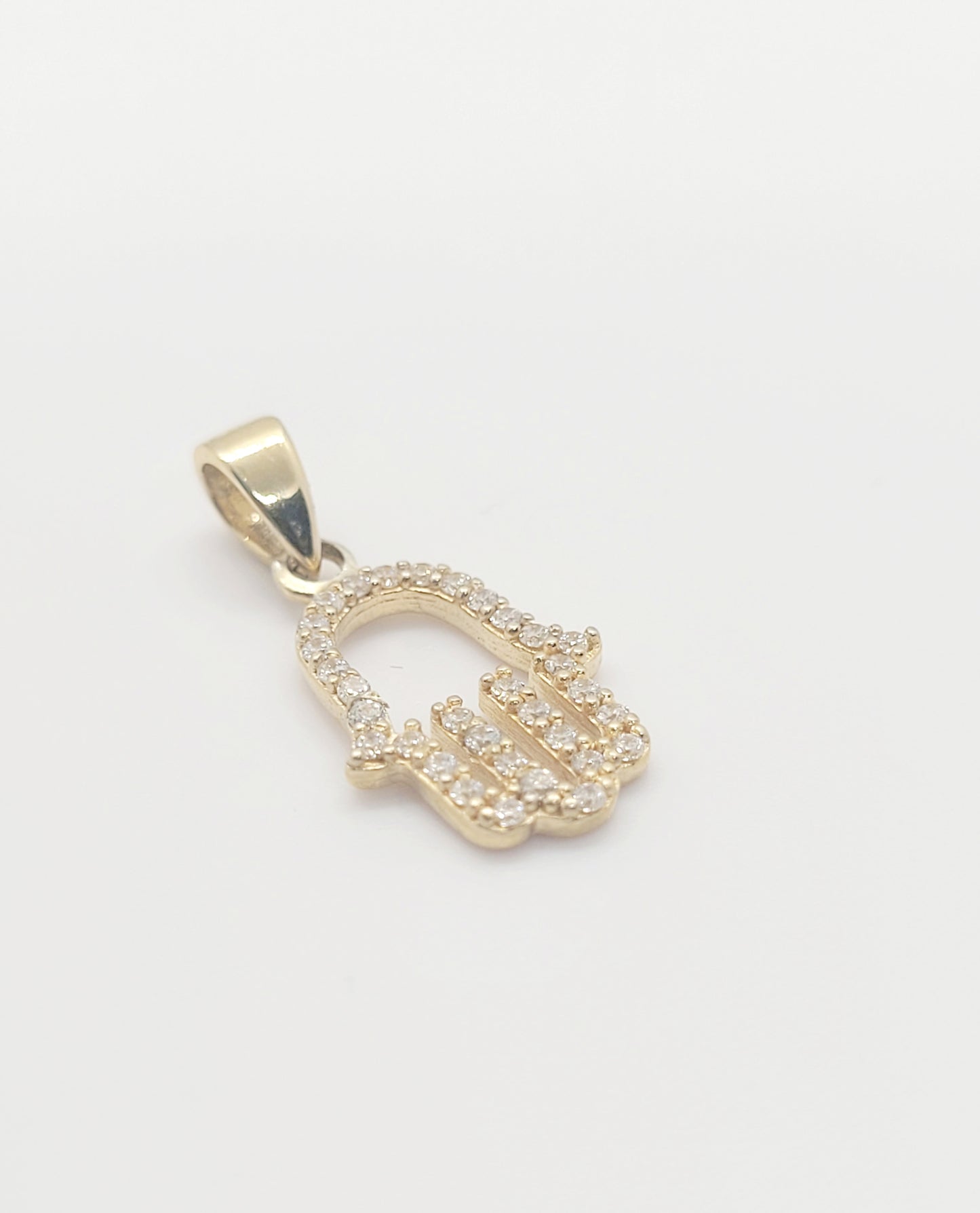 Solid 10K Gold Hand Pendant with Cubic Zirconia