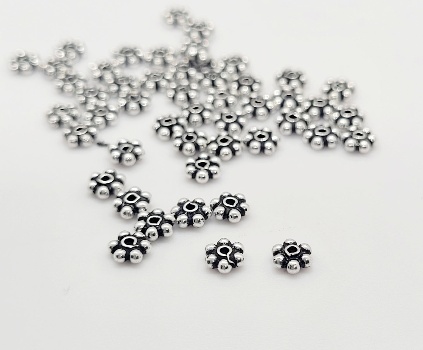 3.5 mm .925 Sterling Silver Oxidized Daisy Spacer Bead