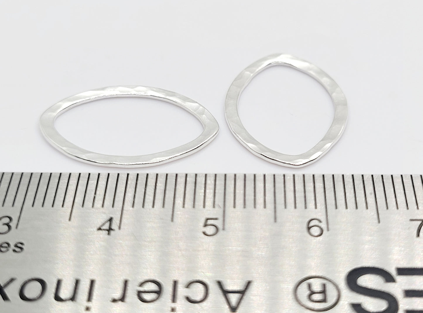 .925 Sterling Silver Marquis Connector Hammered