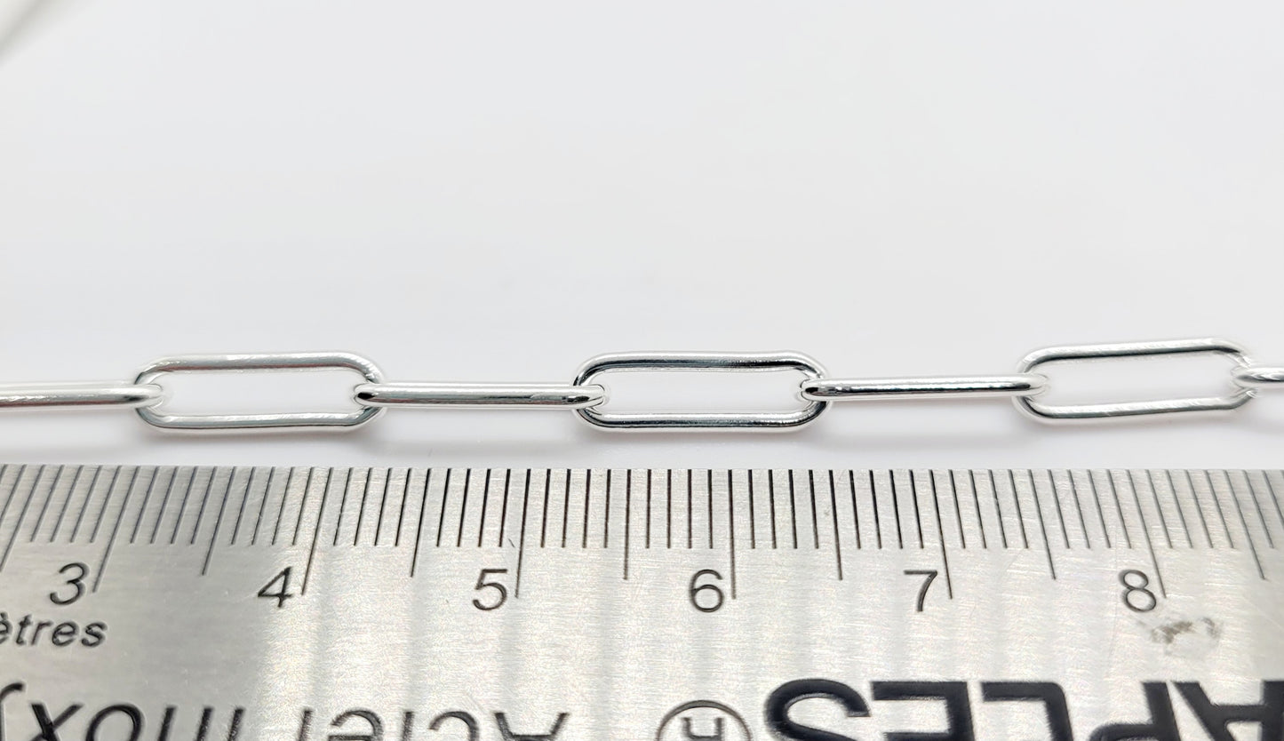 .925 Sterling Silver 9 x 3 mm Solid Round PAPERCLIP Chain 24 Ga / By the Inch
