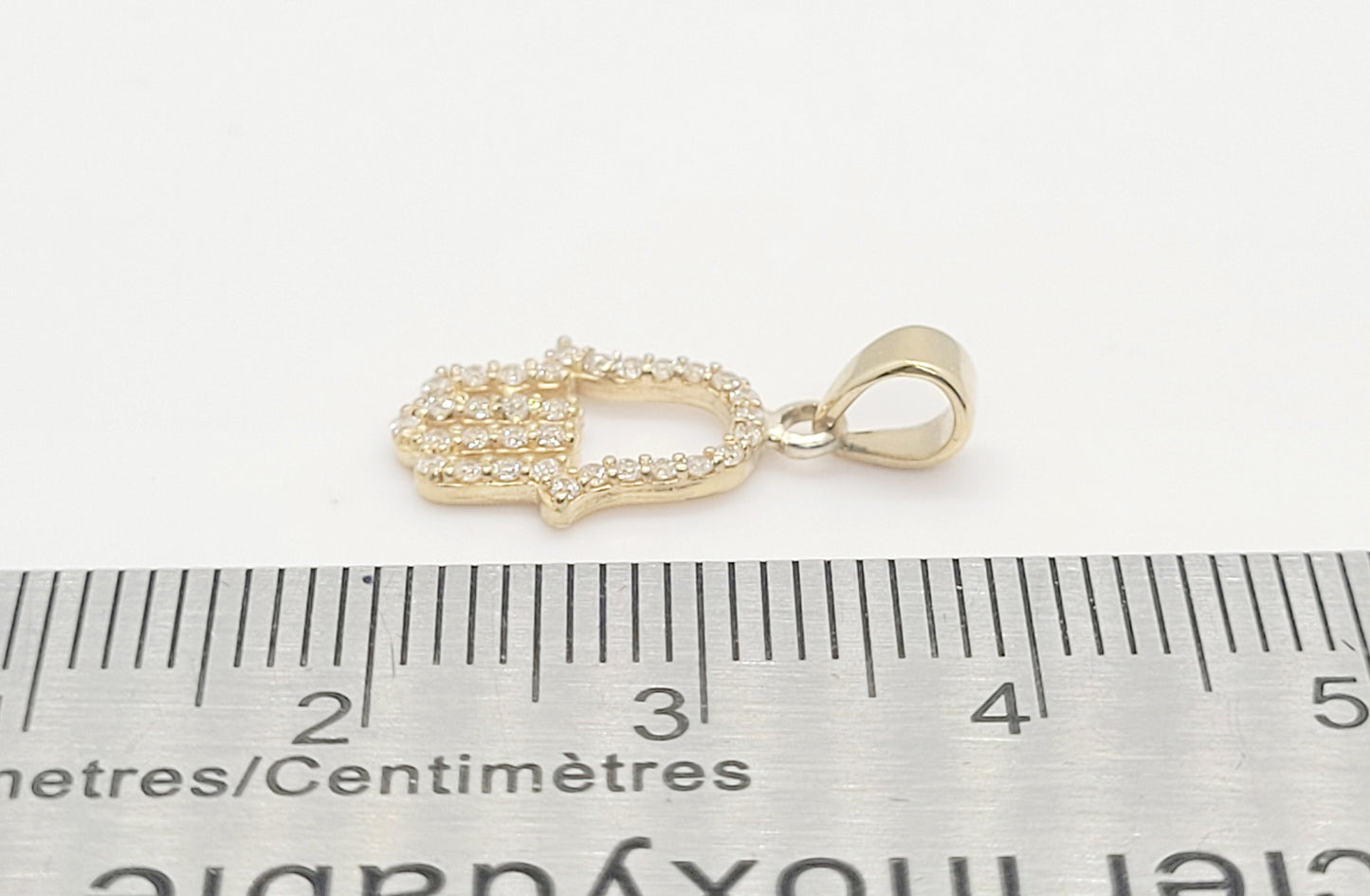 Solid 10K Gold Hand Pendant with Cubic Zirconia