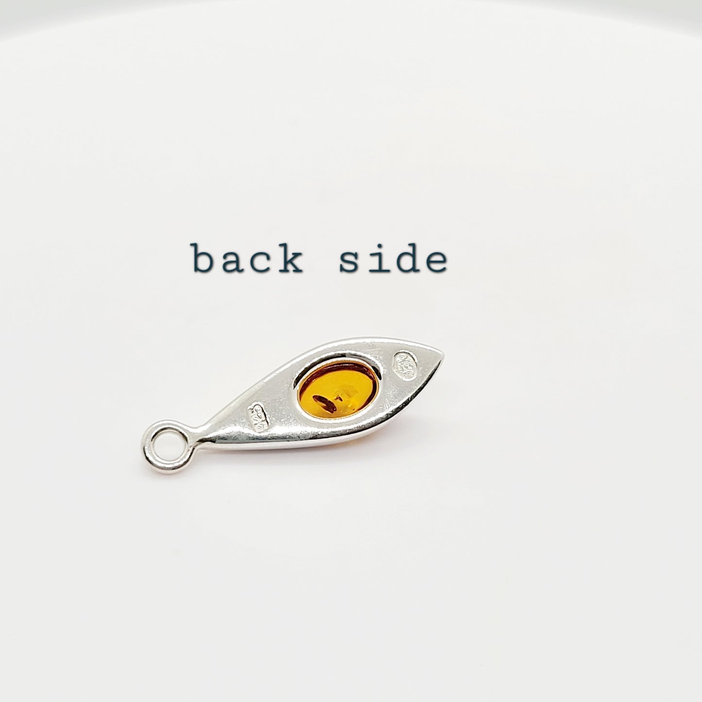 .925 Sterling Silver Pendant - Amber