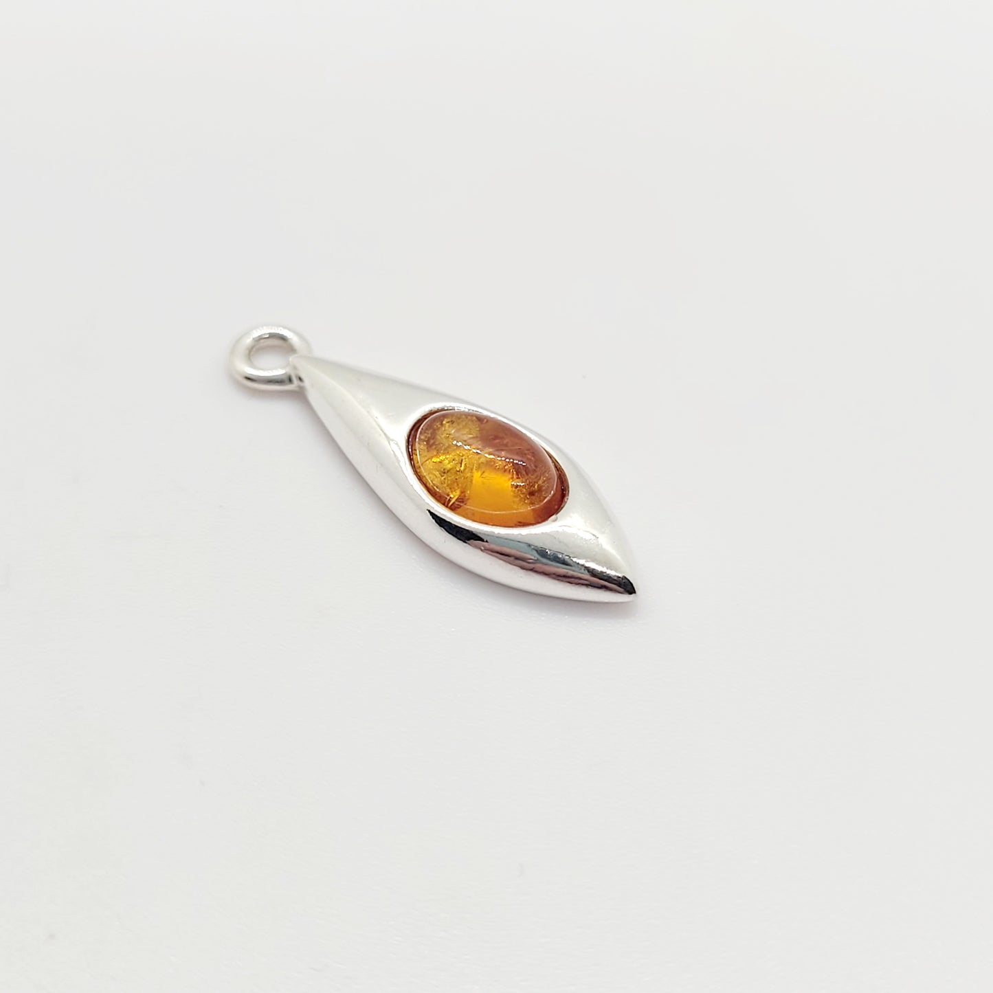 .925 Sterling Silver Pendant - Amber