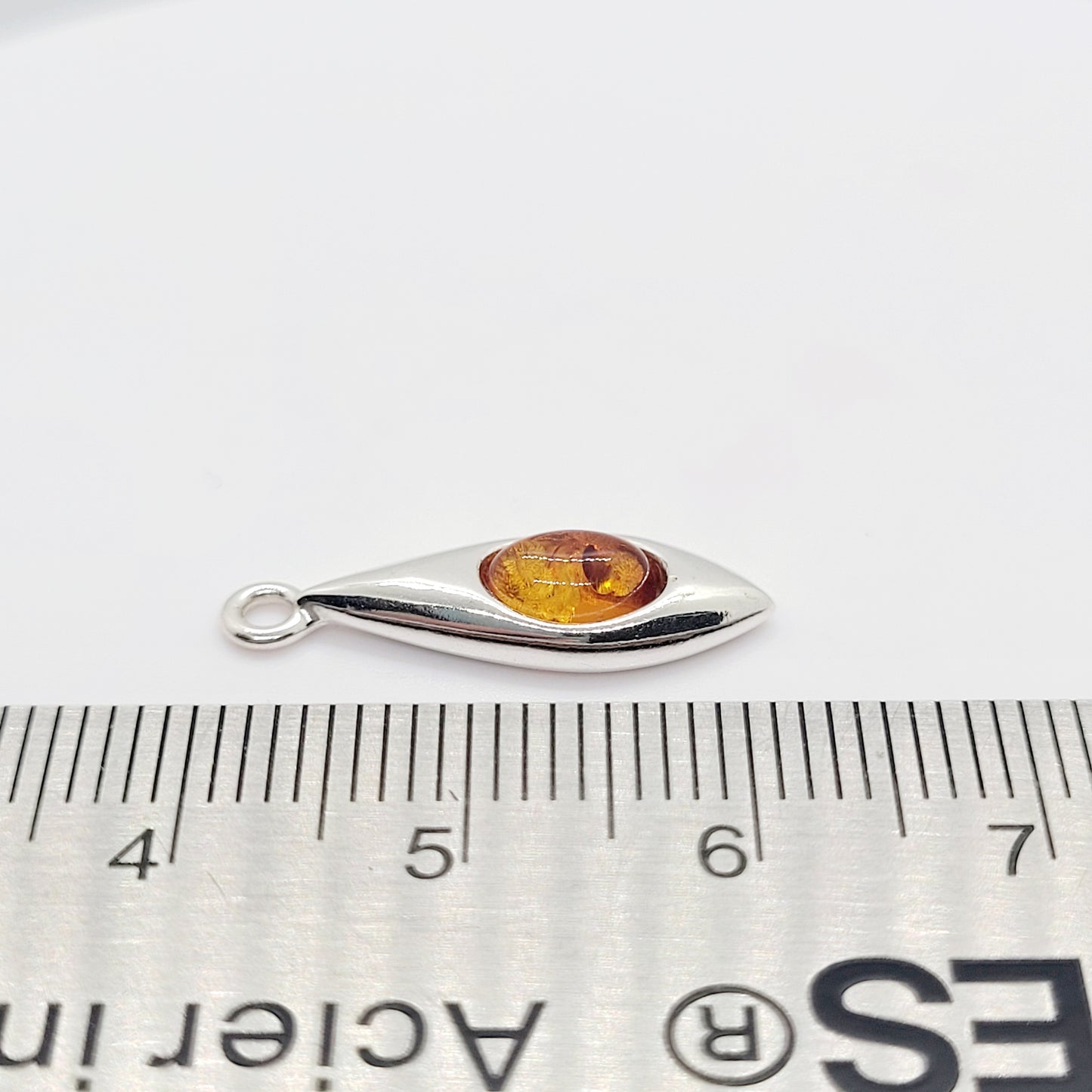 .925 Sterling Silver Pendant - Amber