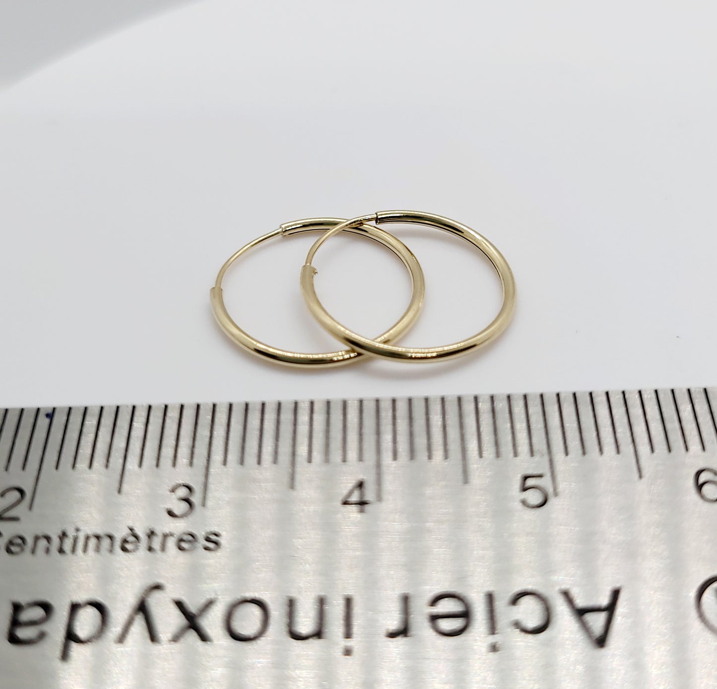 Solid 14K Gold 15 mm Endless Hoops