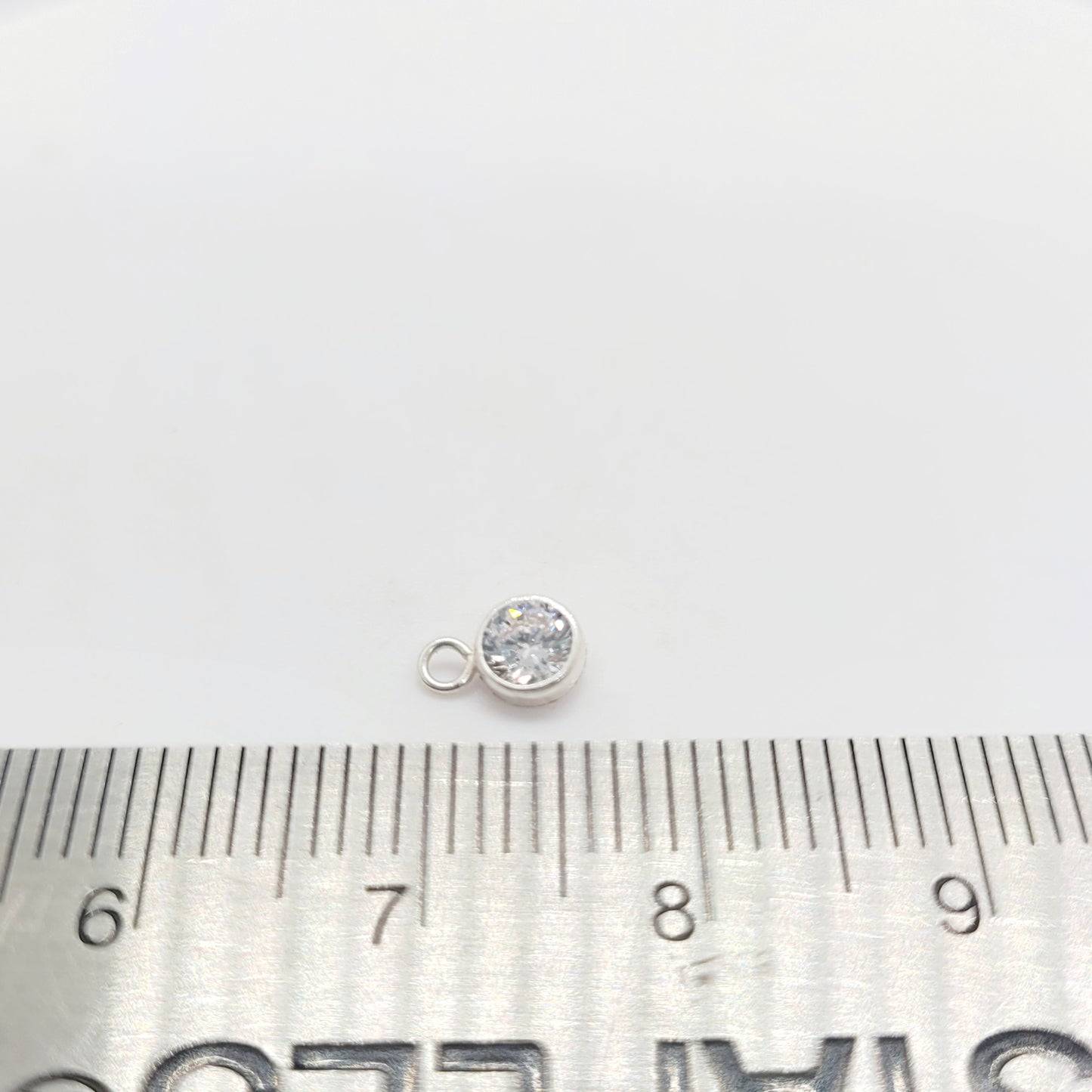 .925 Sterling Silver Charm with 4 mm Cubic Zirconia