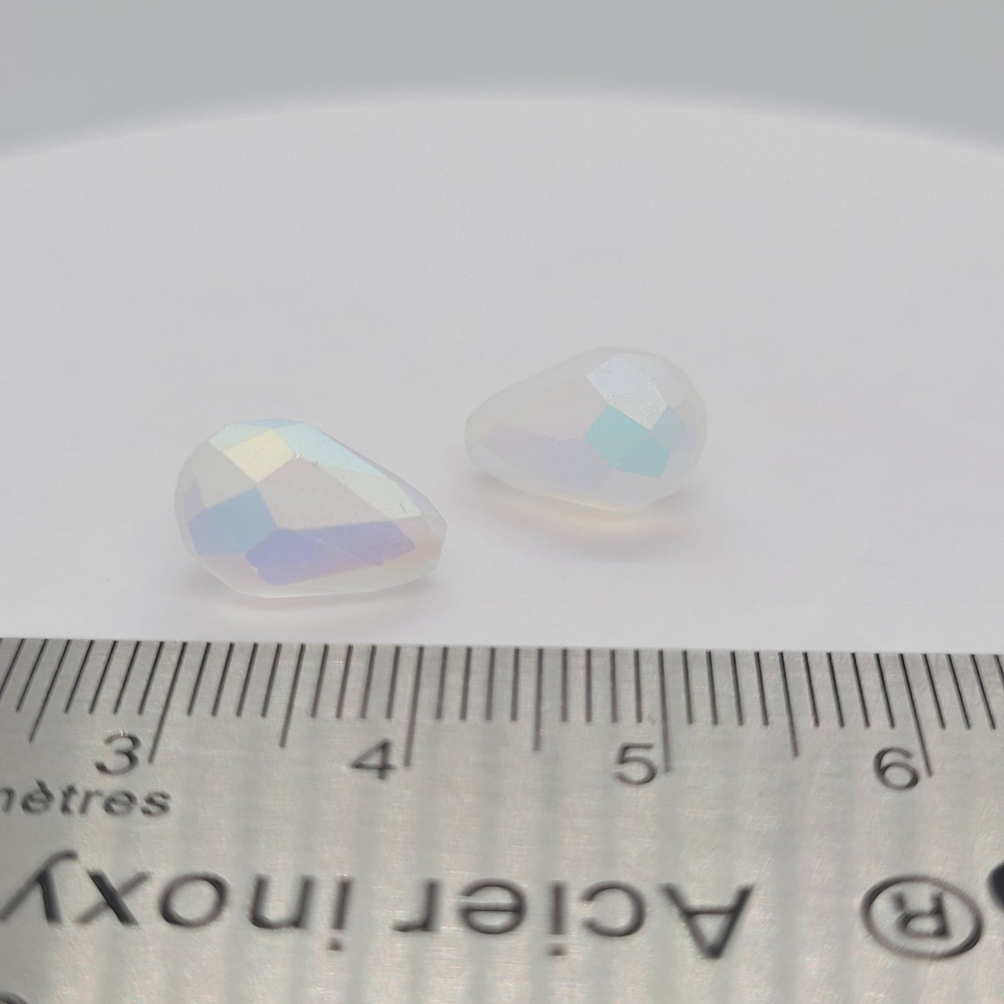 Preciosa Czech Frosted Pear Crystal AB 12 x 8 mm