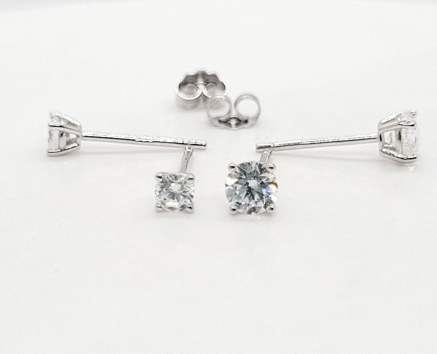 Round CZ Stud Earrings .925 Sterling Silver