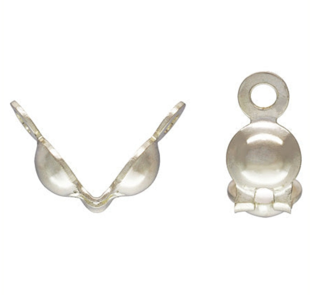 .925 Sterling Silver Clamshell Bead Tip / 4 Pieces