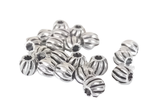 3 mm 4 mm .925 Sterling Silver Round Oxidized Bead