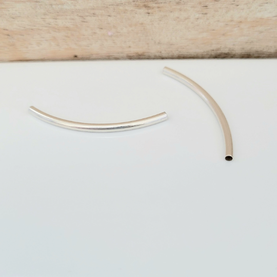 35 mm .925 Sterling Silver Curved Tube / 2 Pieces