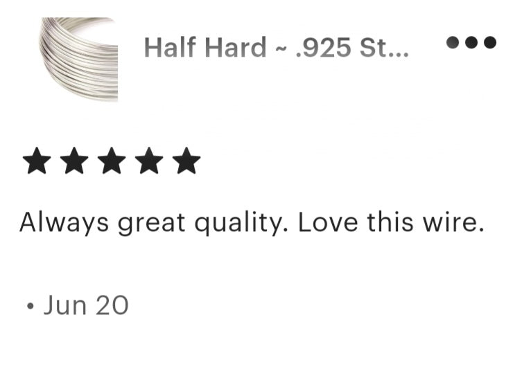 HALF HARD .925 Sterling Silver Round Wire