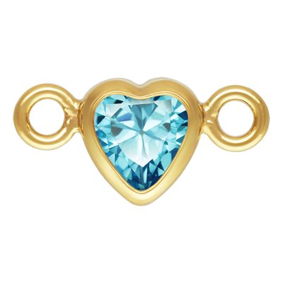 3 mm AAA Cubic Zirconia 14K Gold Filled Micro Heart Birthstone Connector - 12 Colors