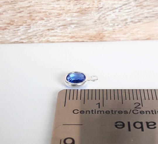 Silver Crystal Channel Birthstone Charm