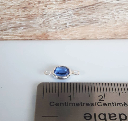 Silver Crystal Birthstone CONNECTOR Charm