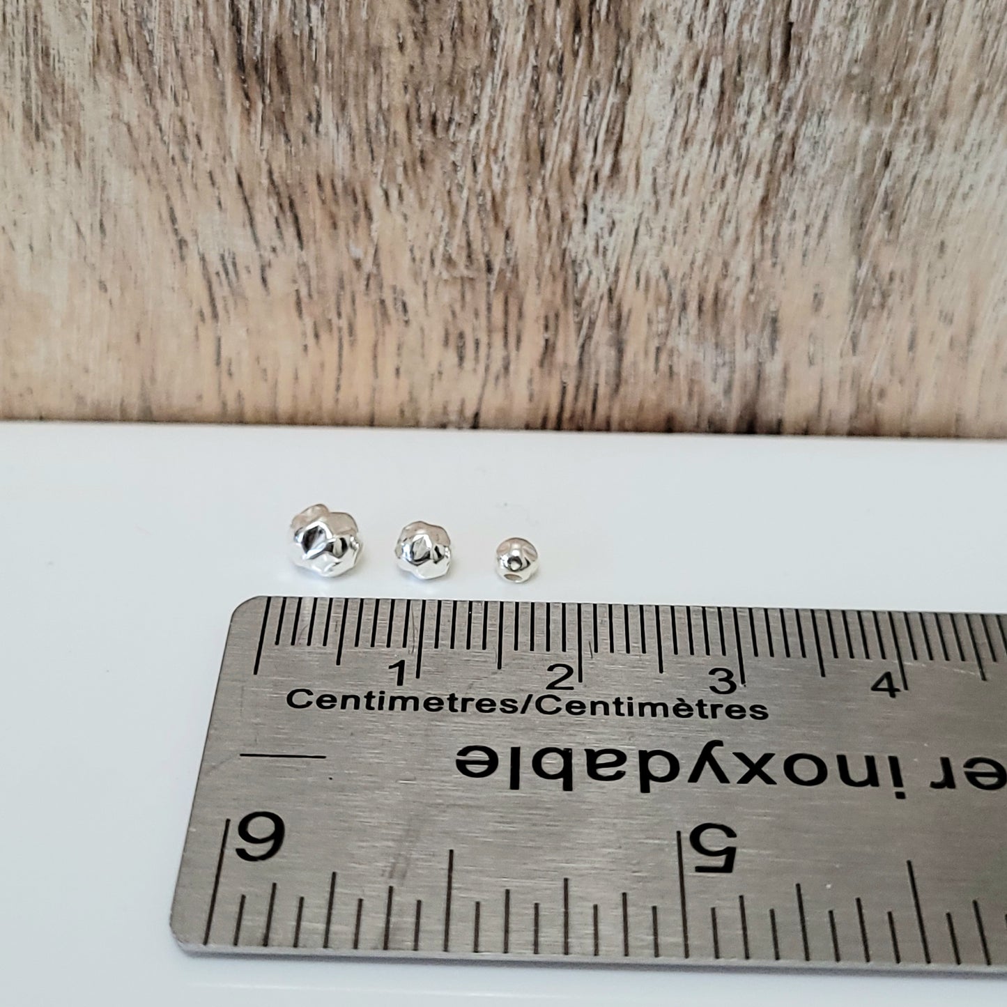.925 Sterling Silver Hammered Bead