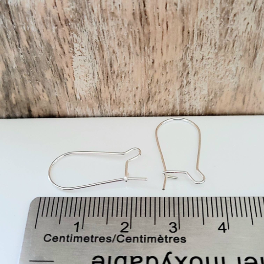 .925 Sterling Silver 23.5 mm Large Kidney Ear Wires
