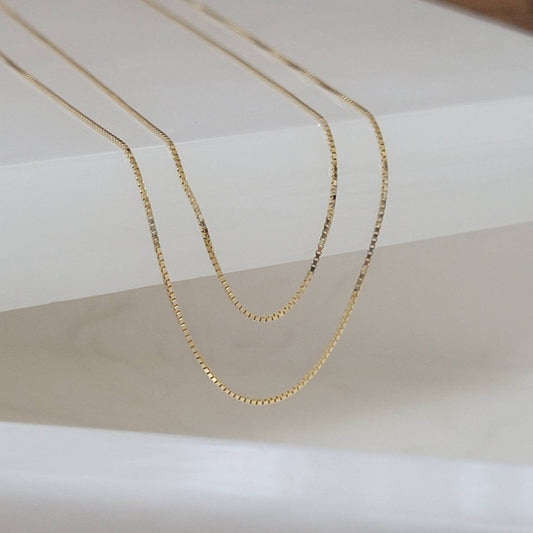 10K SOLID Gold .6 mm Box Chain 16"