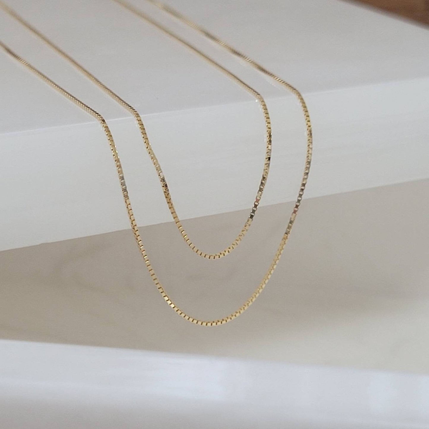 10K SOLID Gold .8 mm Box Chain 16"