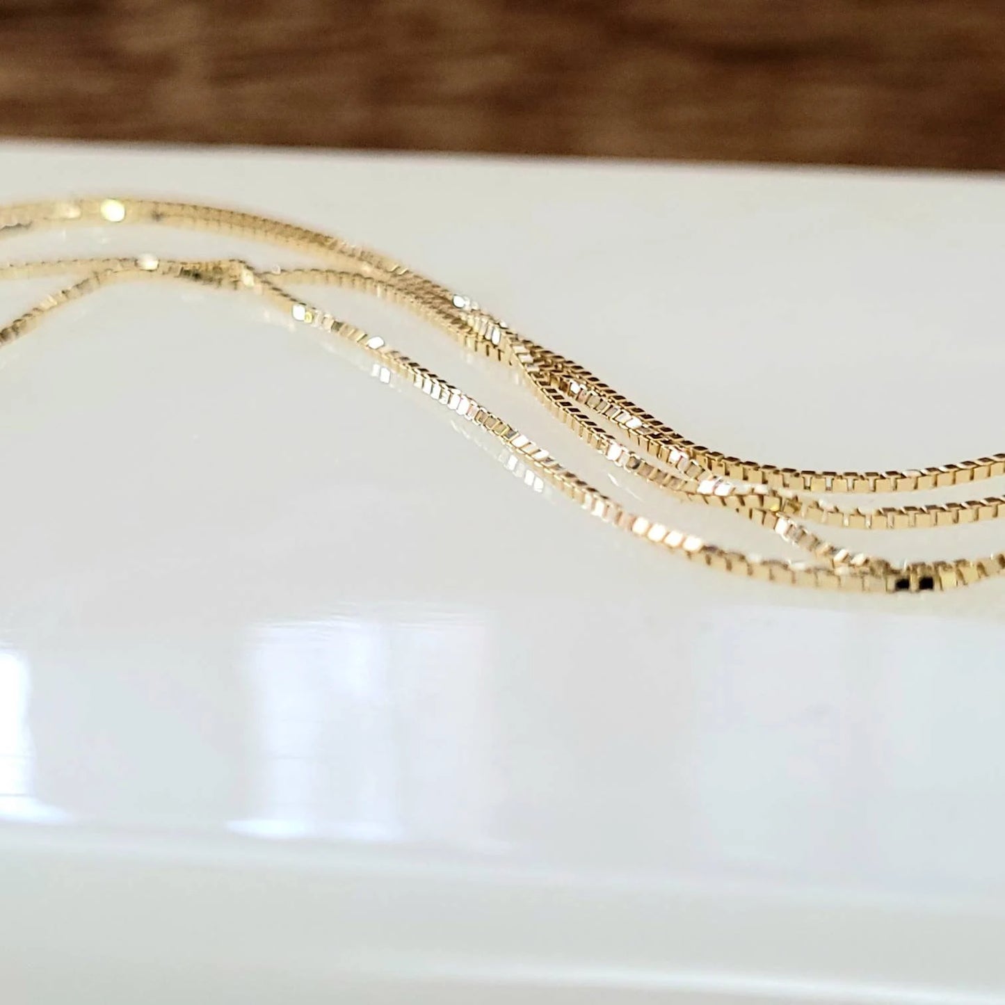 14K SOLID Gold .6 mm Box Chain 18"