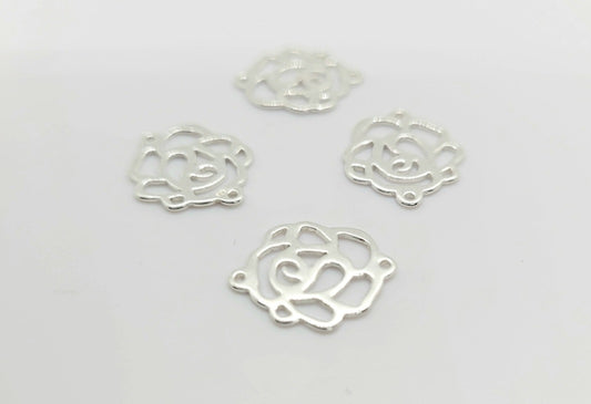 .925 Sterling Silver Flower Connector - 2 Pieces