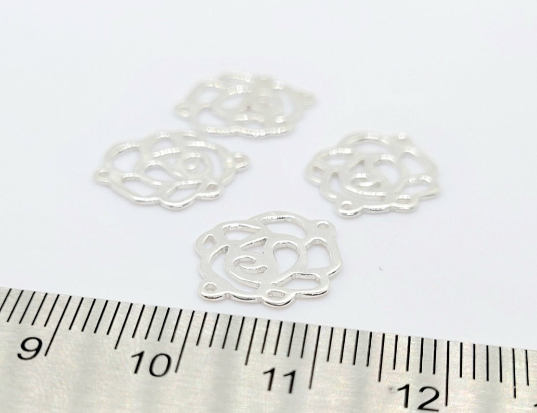 .925 Sterling Silver Flower Connector - 2 Pieces