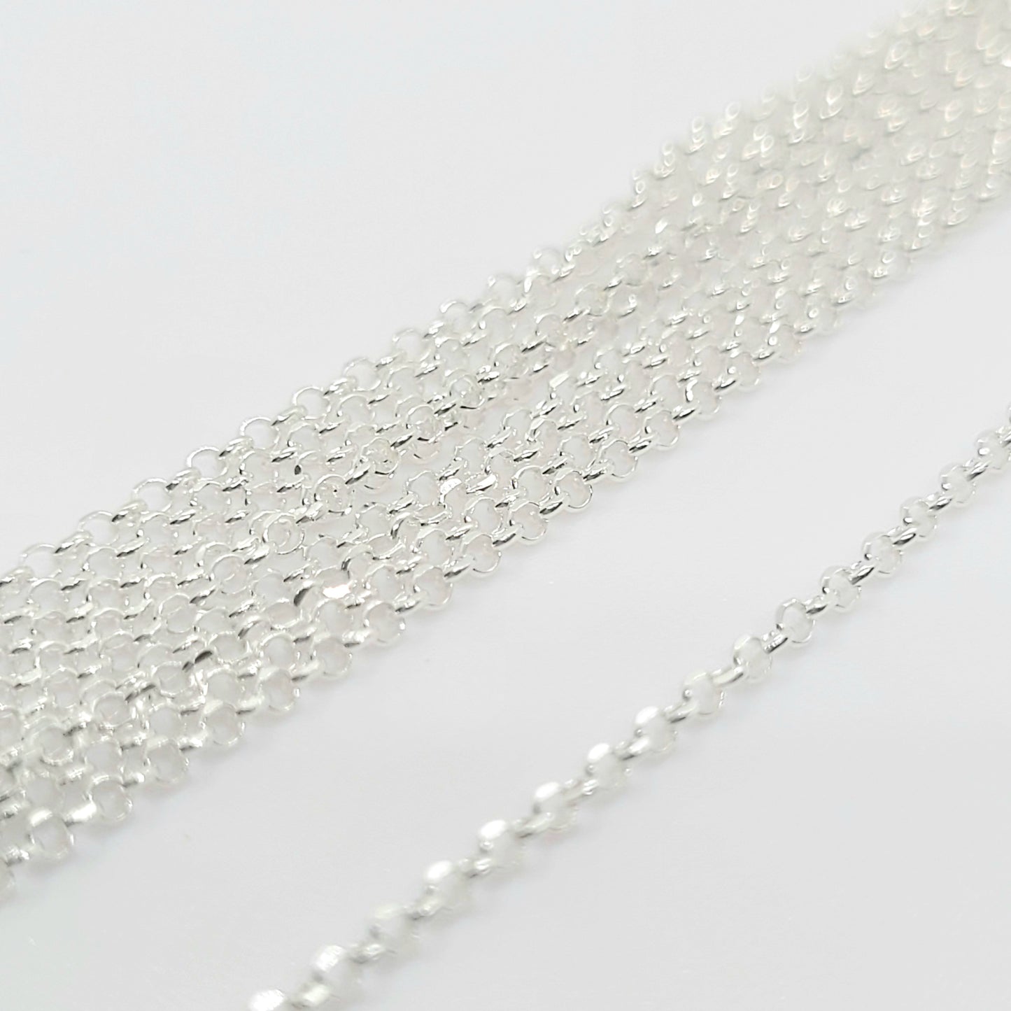 1 mm .925 Sterling Silver Diamond Cut ROLO Chain 16" / 5 Pieces