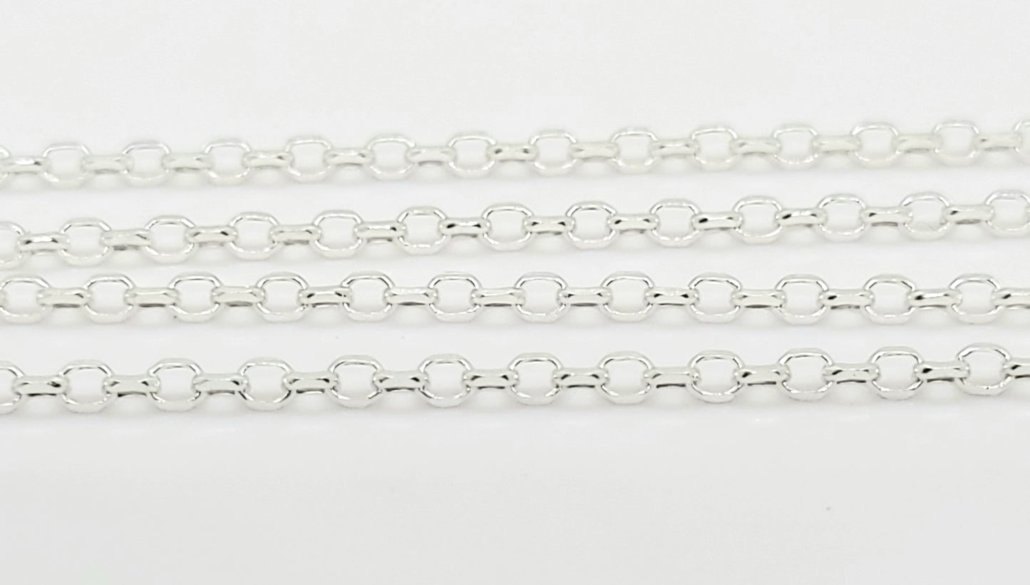 .925 Sterling Silver 1.8 mm Diamond Cut ROLO Chain  / By the Inch