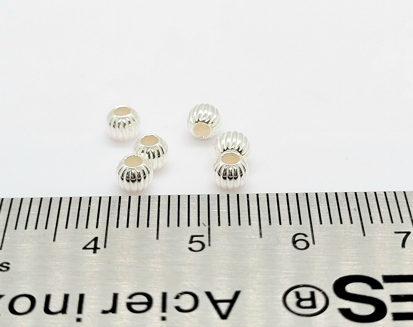 .925 Sterling Silver Corrugated Round  / 10 Pieces