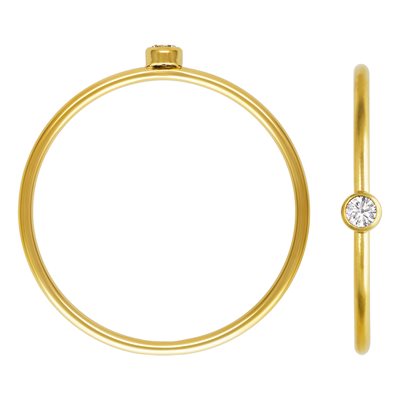 14K Gold Filled Thin Stacking Ring with 2 mm AAA CZ - Clear