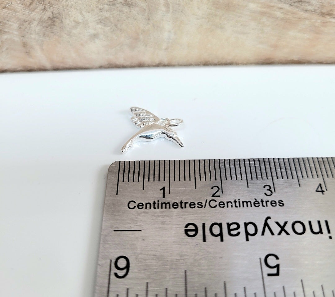 .925 Sterling Silver Hummingbird Charm