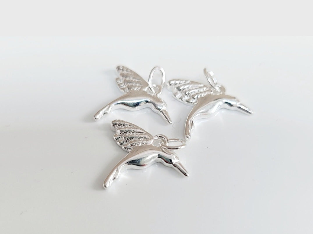 .925 Sterling Silver Hummingbird Charm