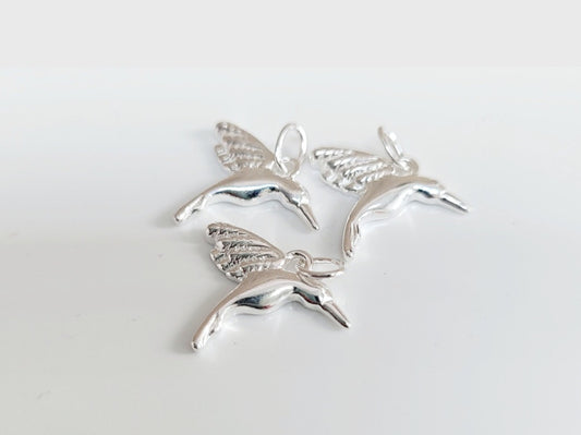 .925 Sterling Silver Hummingbird Charm