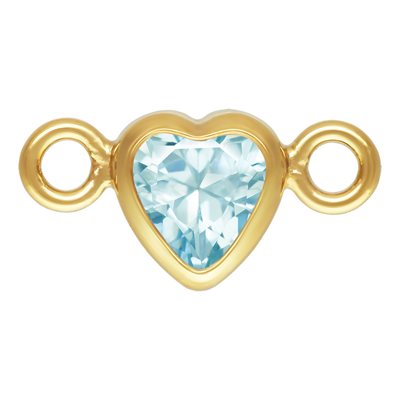3 mm AAA Cubic Zirconia 14K Gold Filled Micro Heart Birthstone Connector - 12 Colors