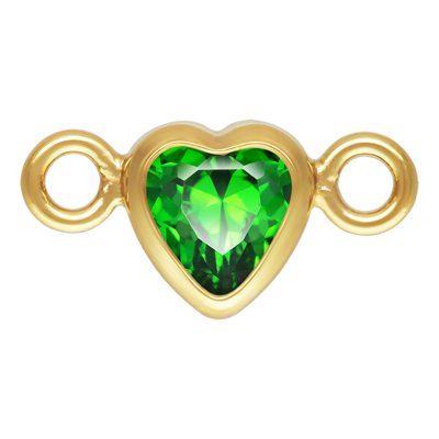 3 mm AAA Cubic Zirconia 14K Gold Filled Micro Heart Birthstone Connector - 12 Colors