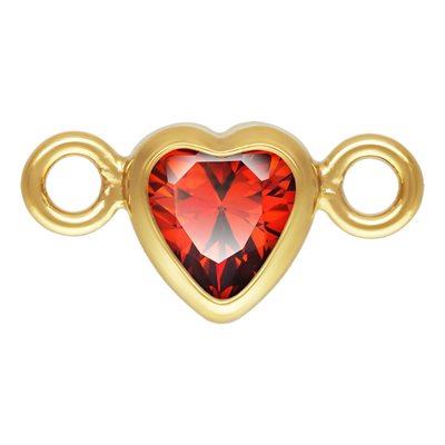 3 mm AAA Cubic Zirconia 14K Gold Filled Micro Heart Birthstone Connector - 12 Colors